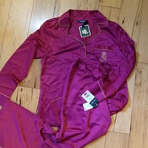 plum satin ralph Lauren pajamas NWT